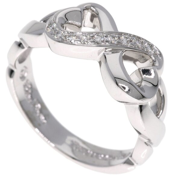 TIFFANY Authentic 18k Silver Diamond Heart Ring - Picture 1 of 9